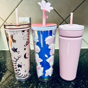 Starbucks Pink Floral Tumbler Trio